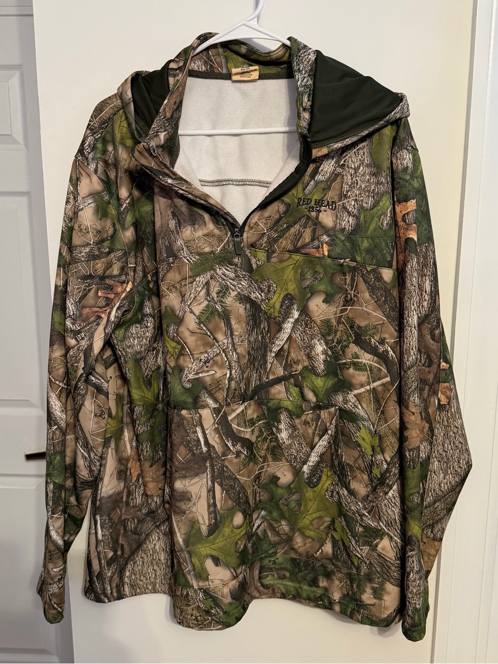 Red camo half-zip windbreaker‎ hoodie - men's RedHead